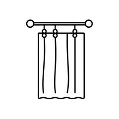 Illustration of a curtain hanging on a curtain rod on transparent background