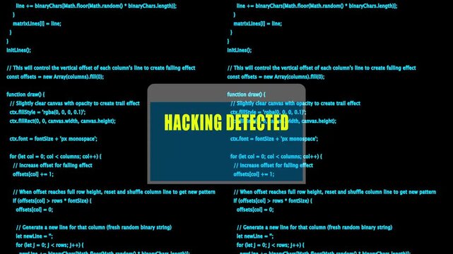 backing detected   warning and check payment for decrypt system files concept with binary code background

