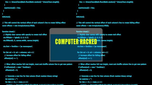 computer hacked warning and check payment for decrypt system files concept with binary code background

