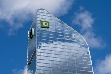 Fototapeta premium Toronto, Canada - September 21, 2025: TD Terrace building at 160 Front St W in Toronto, Canada. TD (Toronto Dominion Bank) is a Canadian banking and financial services corporation. 