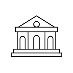 Outline drawing of a building with pillars and steps on transparent background