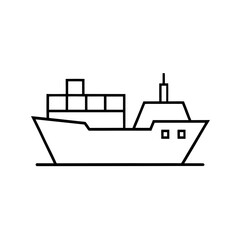 Obraz premium Outline illustration of a cargo ship with containers on transparent background