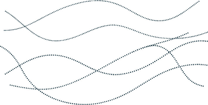 Abstract dark blue dotted lines on white background representing curves and waves for technological futuristic concept and modern design element or decorative seamless pattern