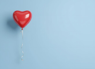 minimal love concept with heart shaped balloon and pastel blue backdrop