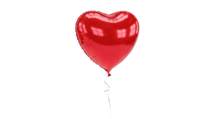 Vibrant Red Heart Foil Balloon Isolated on Transparent PNG Background
