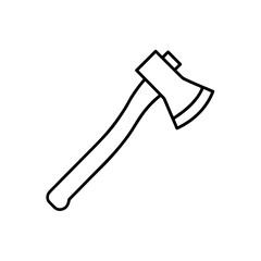 Illustration of a single axe with a wooden handle on transparent background