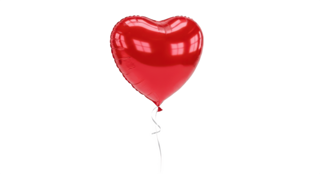 Vibrant Red Heart Foil Balloon Isolated on Transparent PNG Background - Powered by Adobe