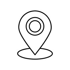 Outline of a location pin with a circle inside it on transparent background