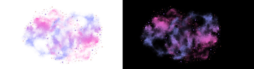 PNG image of Colorful nebula cloudscape with pink and purple hues against a black backdrop perfect for space exploration themes and cosmic backgrounds for creative projects on transparent background © rehena