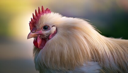 Naklejka premium Cartoon Silkie Chicken Farm Animal Illustration Poultry Feathers Bird Fluffy Chicken Cute Chicken Animal Illustration Chicken Cartoon Barnyard Animal Farm Bird Domestic Bird Funny Chicken