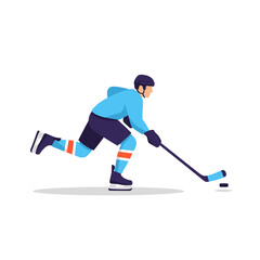 Obraz premium Vibrant vector illustration of an ice hockey player actively skating and controlling the puck with a stick, embodying the spirit of competitive winter sports action
