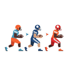 Obraz premium Three Football Players Running with the Ball in Different Color Uniforms