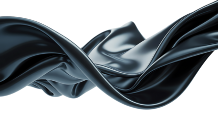 Deep Charcoal Satin Fabric In Motion dark flowing isolated on a transparent background