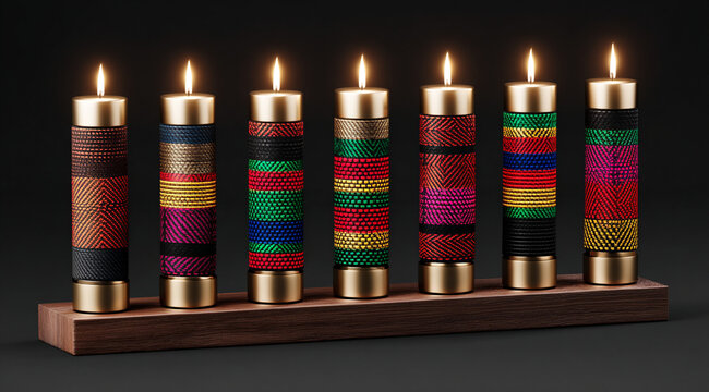 Kwanzaa seven candles - Powered by Adobe