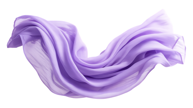 Ethereal Lavender Chiffon Fabric in Gentle Motion purple isolated on a transparent background