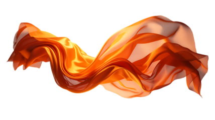 Orange Chiffon Fabric Flowing in Motion cloth textile isolated on a transparent background