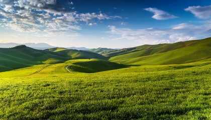 Obraz premium Spring Meadow Hills And Sky