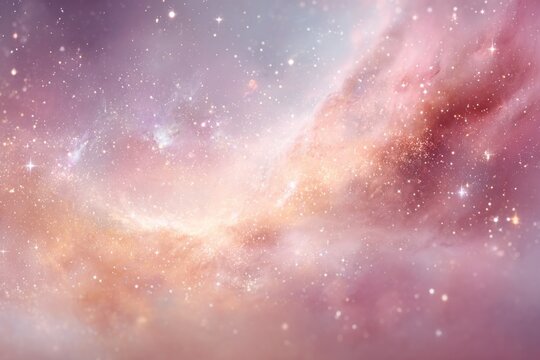 Dreamy Pastel Pink Galaxy Background with Glitter Stars