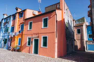Burano island colorful houses and narrow street