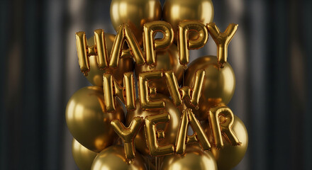 gold happy new year balloons 