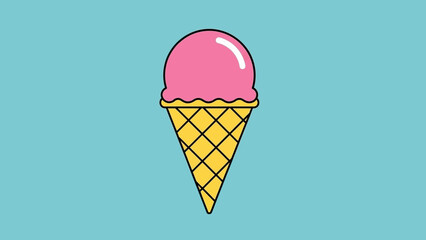 Illustration of a pink ice cream cone on a blue background.
