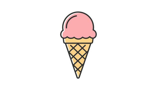 Illustration of a pink ice cream cone on a white background.