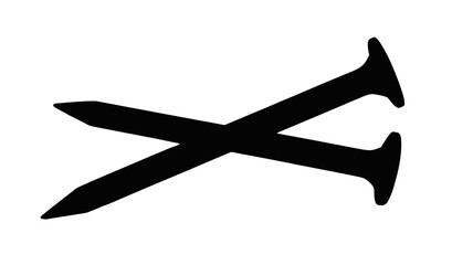 Three nails crossed together, symbolizing sacrifice, faith, and remembrance for religious or spiritual themes