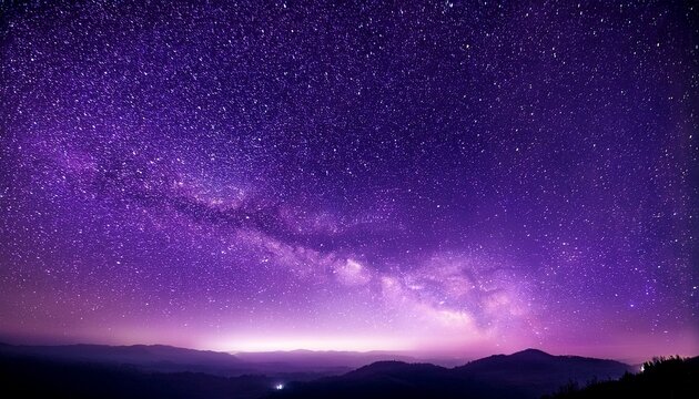 Purple Night Sky With Sparkling Stars Background - Powered by Adobe