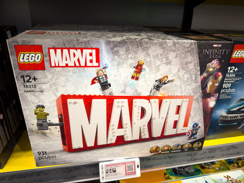 Lego Marvel Logo Building Set Display