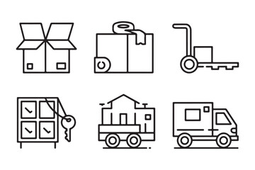 Collection of moving and delivery service icons