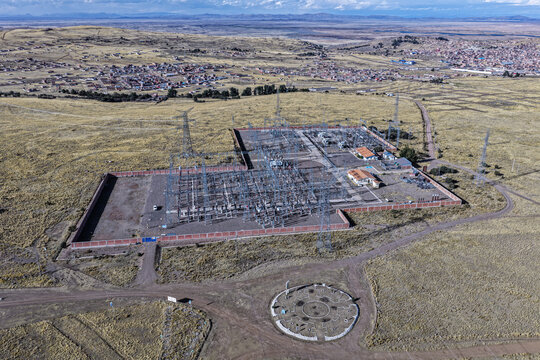 Aerial view of a 400kv electrical substation