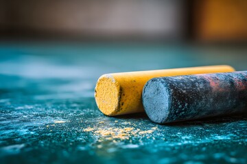 Old Chalk Erasers on a Blackboard