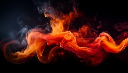 Fototapeta premium Orange And Red Steam On A Black Background