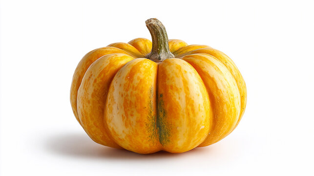Bright yellow pumpkin on a plain background ready for autumn season