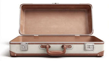 Vintage suitcase with an open lid showcasing its interior space