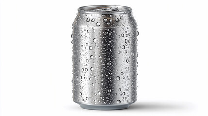 Refreshing cold drink can with condensation on the surface