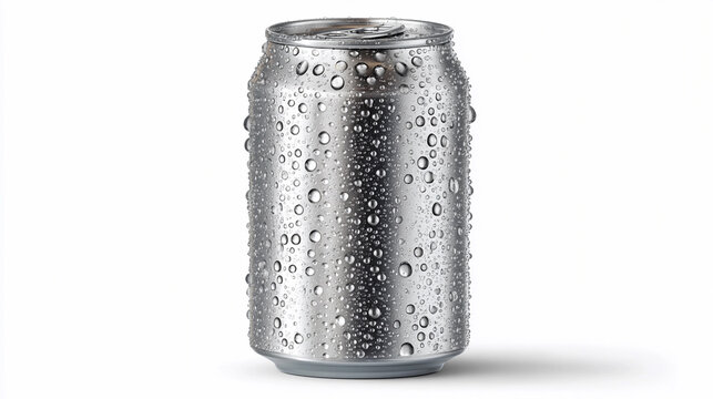 Refreshing cold drink can with condensation on the surface