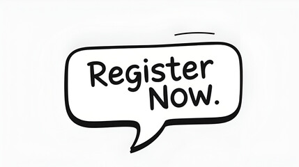 Vector Illustration Register Now Speech Bubble Label