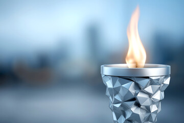 Abstract fiery torch made from layered paper with bold design, showcasing vibrant flames and modern aesthetics, perfect for creative projects