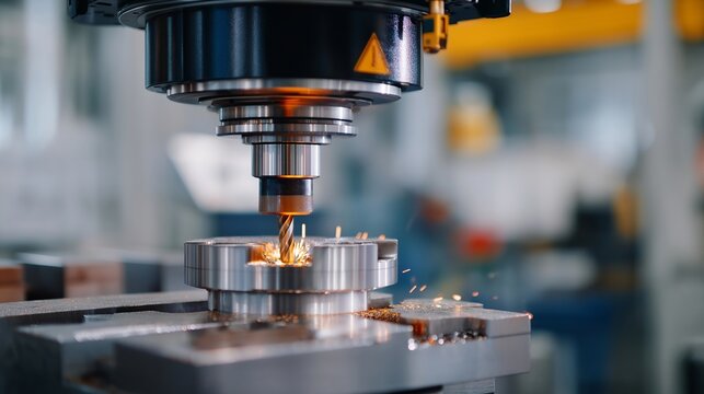 A metalworker using a CNC machine to mill complex components, digital displays glowing as sharp tools carve precise patterns — advanced metal engineering, automated fabrication, and tech-driven - Powered by Adobe