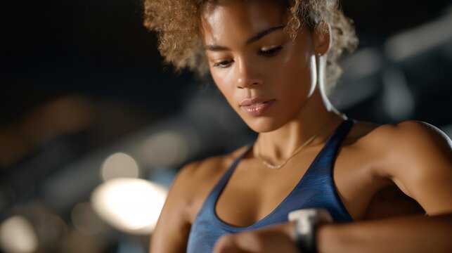 A heart rate variability indicator on a fitness device, pulsating rhythmically as an athlete checks recovery metrics after training — sports science, biometric monitoring, and performance