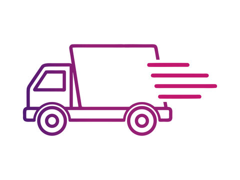 Dynamic delivery truck icon representing swift shipping services and efficient logistics, ideal for modern e-commerce and transportation business applications in a clean vector style