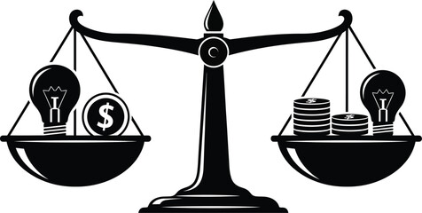 Balancing ideas and money a scale weighing innovation against financial gain