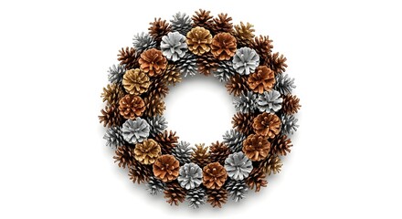 Pine cone wreath christmas holiday decoration isolated