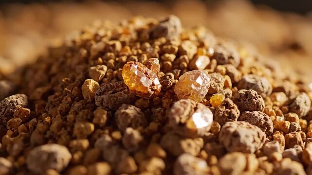 Close up of bee pollen granules natural food supplement healthy eating.