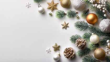White Background With Christmas Decorations