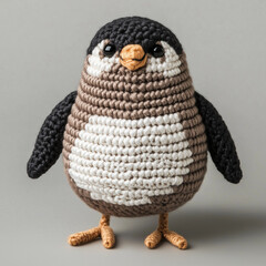 A handcrafted crochet penguin on a soft background, perfect for adding a touch of charm and whimsy
