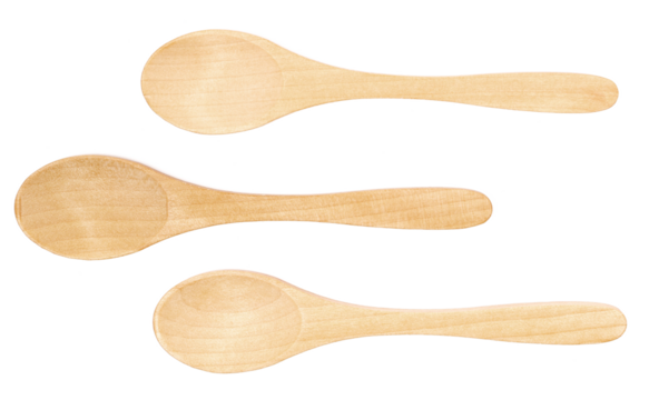 Set empty wooden spoon isolated on white background, top view - Powered by Adobe