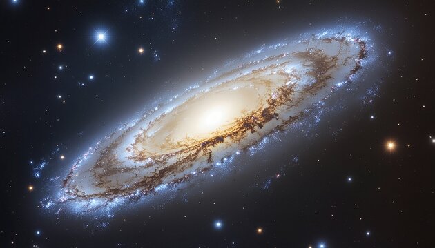 spiral galaxy viewed from afar, hyper-detailed glowing core