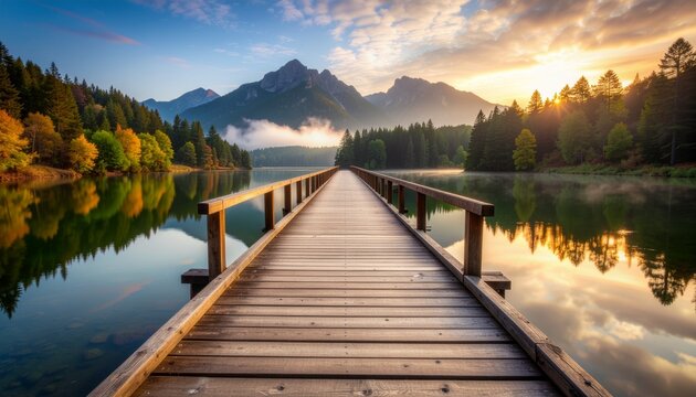  of a wooden bridge in a lush tropical forest